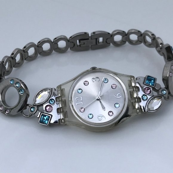 Swatch Ladies Watch Multi Color Crystals Accent Me - Picture 4 of 12